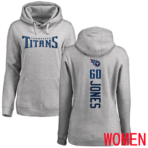 Tennessee Titans Ash Women Ben Jones Backer NFL Football #60 Pullover Hoodie Sweatshirts->women nfl jersey->Women Jersey